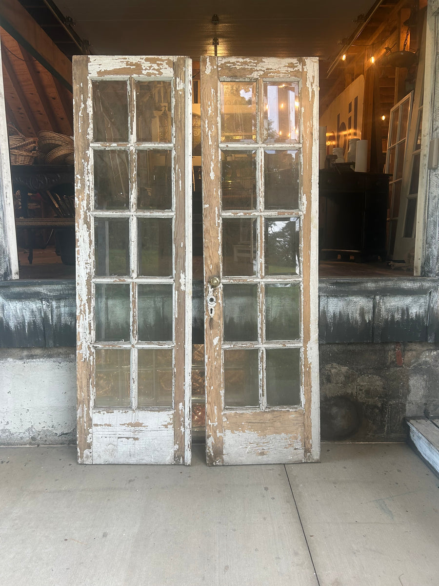 Antique Beveled Glass French Doors