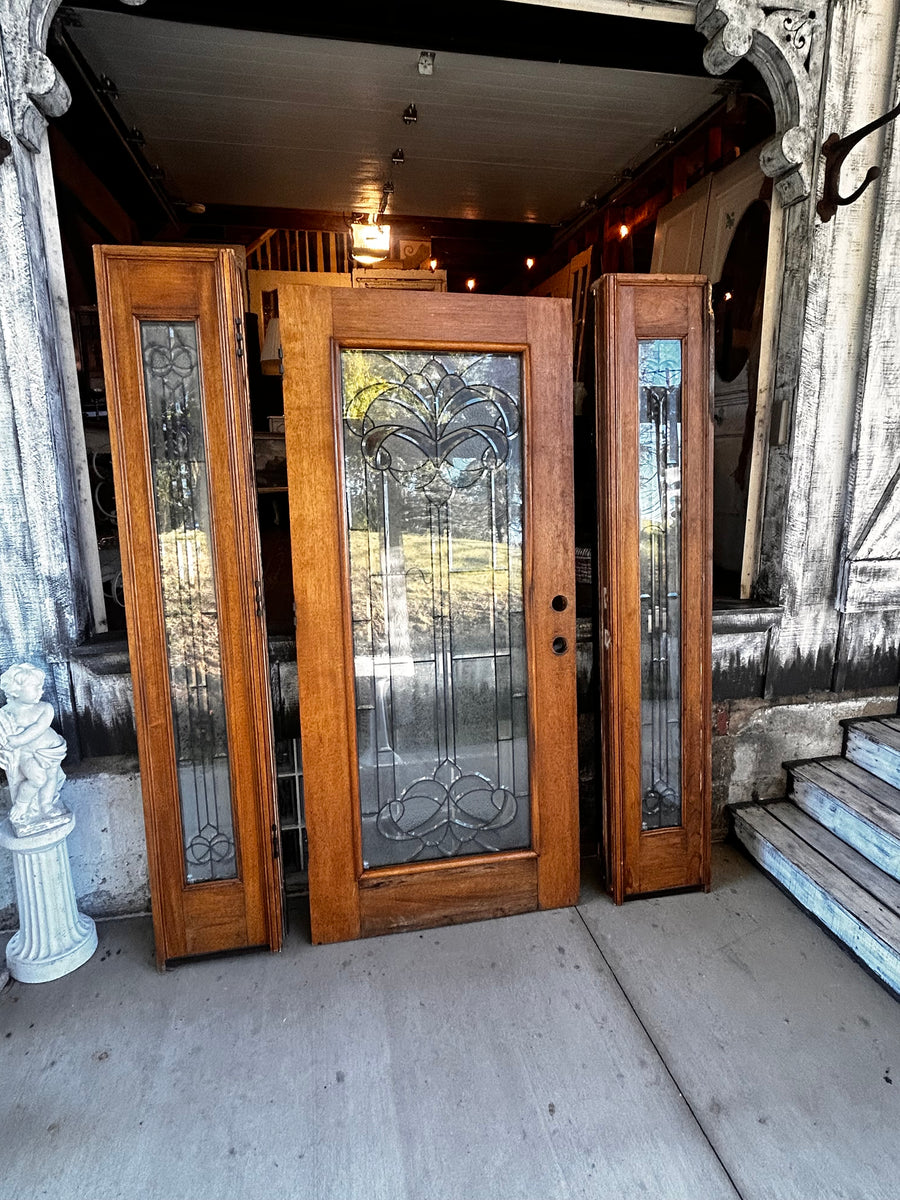 36” Leaded Glass Entry Door with Sidelights