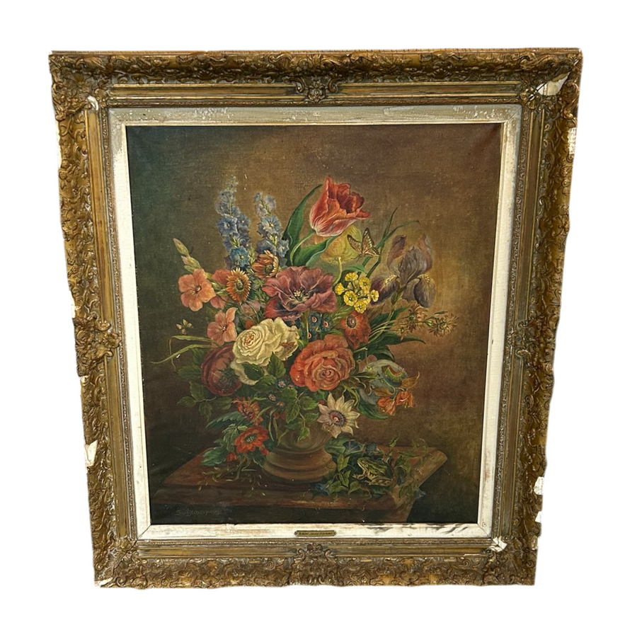 Antique Framed Still Life Floral Painting