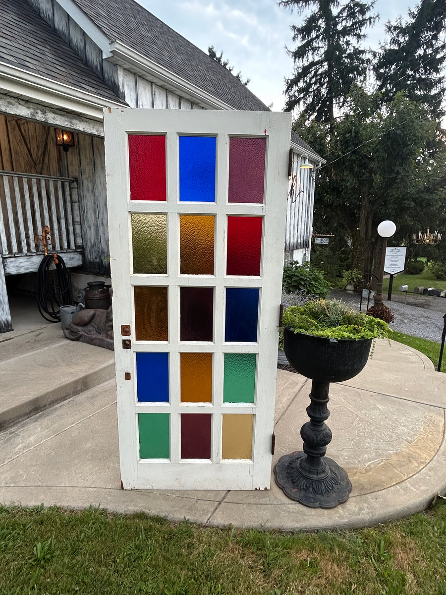 Antique Stained Glass 15 Lite Doors with Textured Figured Glass