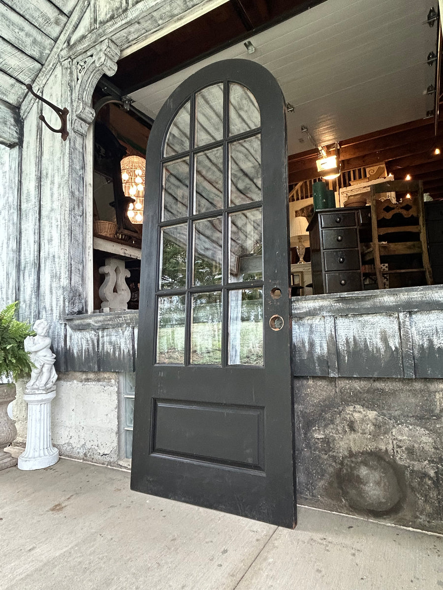 Antique Arched 12-Lite Wood Entry Door with Double Pane Glass