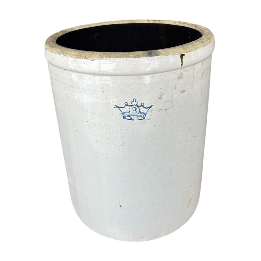 Vintage 8 Gallon Blue Crown Stoneware Crock