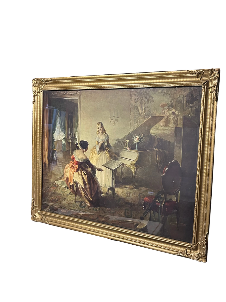 Antique Framed Print- A Musical Interlude by Louis Jambor