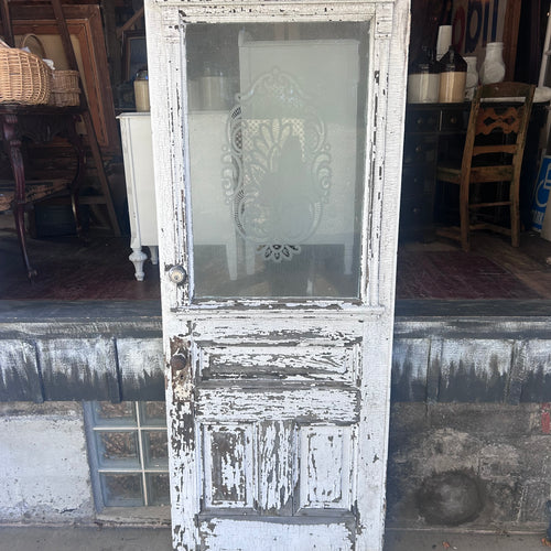 Antique Door w/ Etched Glass