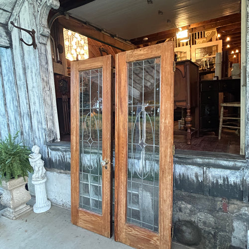 Antique Leaded Glass French Doors