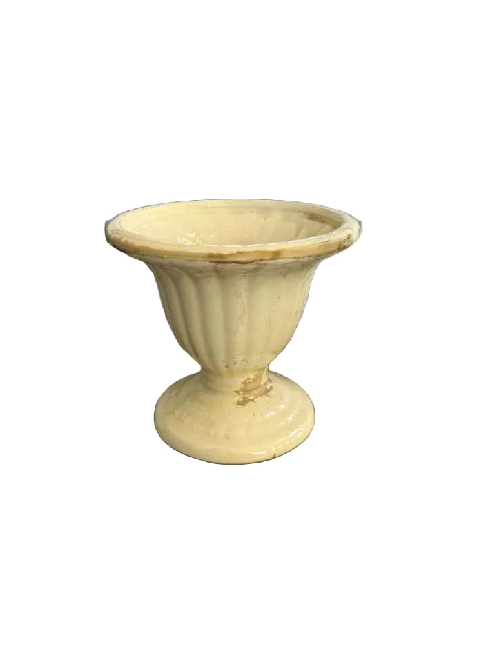 Vintage Cream Ceramic Fluted Urn Planter