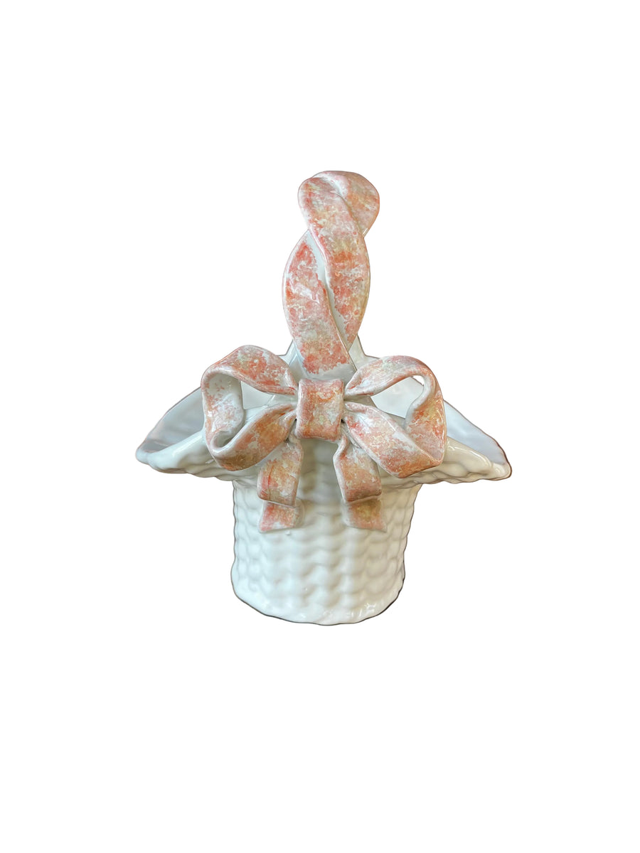 Vintage Ceramic Weave Basket w/Bow