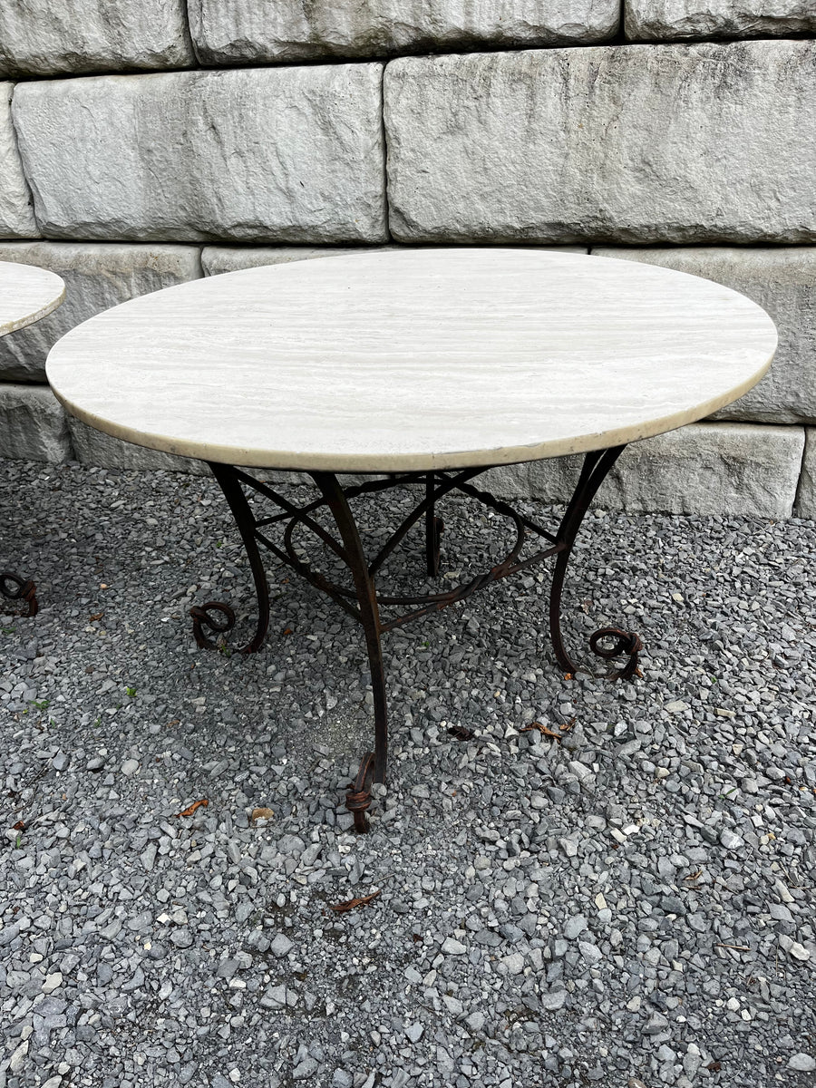 Wrought Iron Table with Marble Top