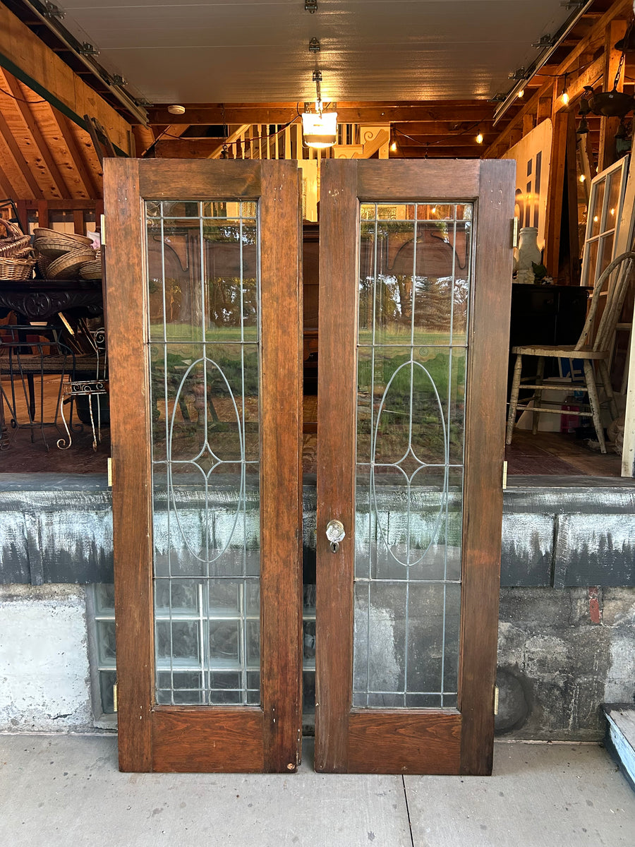 Antique Leaded Glass French Doors