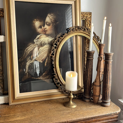 Vintage Brass Pillar Candle Holder