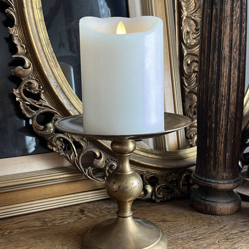 Vintage Brass Pillar Candle Holder