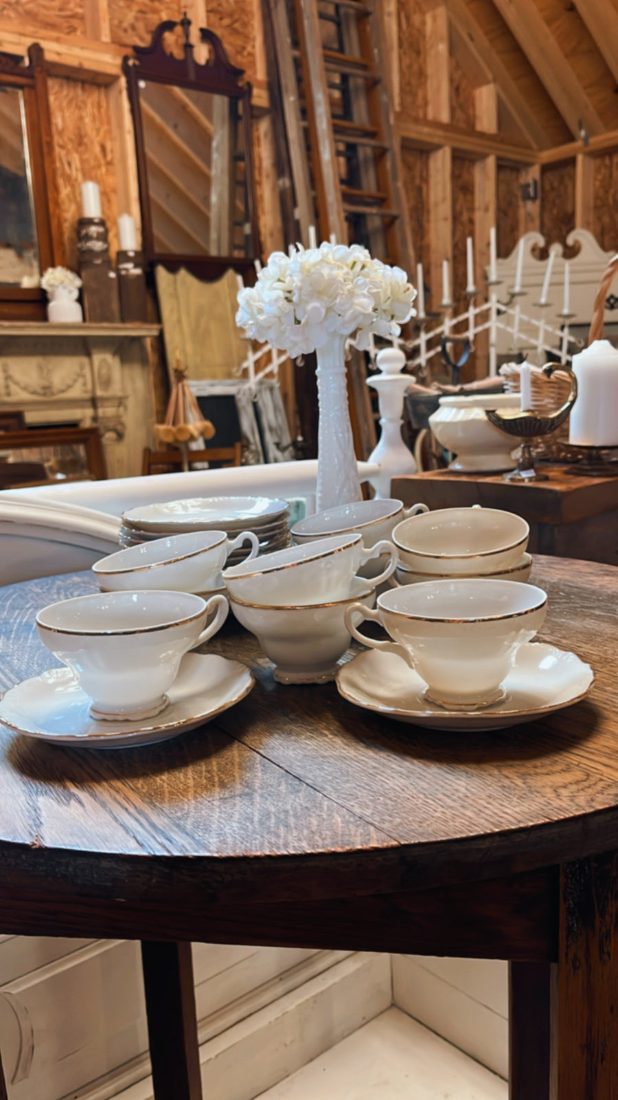 Vintage Gold Rimmed Tea Cups and Saucers