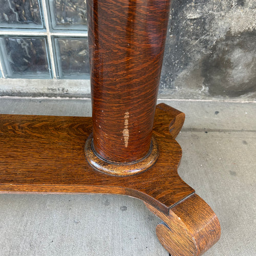 Antique Tiger Oak Veneer Library Table