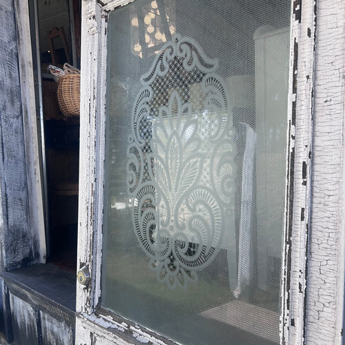 Antique Door w/ Etched Glass