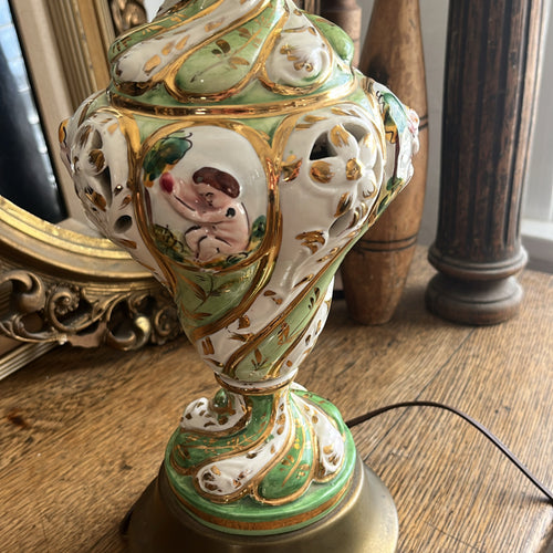 Antique Capodimonte Porcelain Lamp