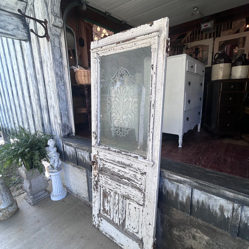 Antique Door w/ Etched Glass