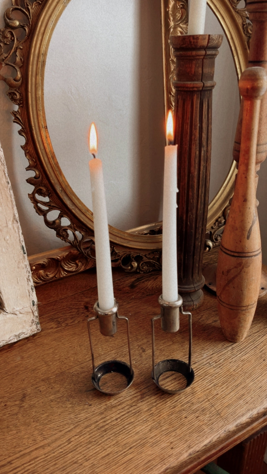 Vintage Silver Taper Candlestick Holders