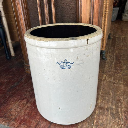 Vintage 8 Gallon Blue Crown Stoneware Crock