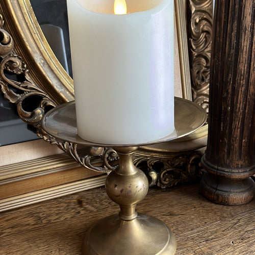 Vintage Brass Pillar Candle Holder