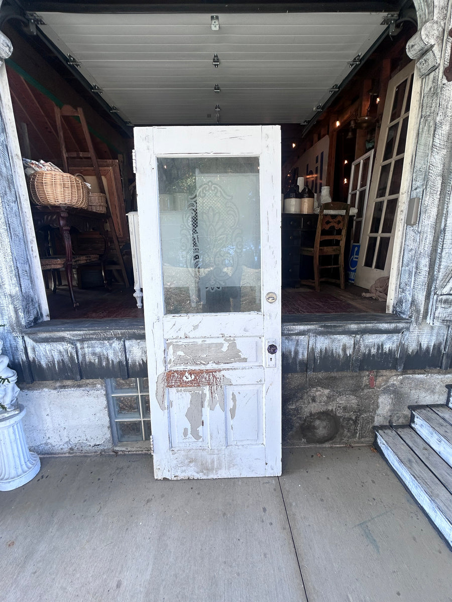 Antique Door w/ Etched Glass