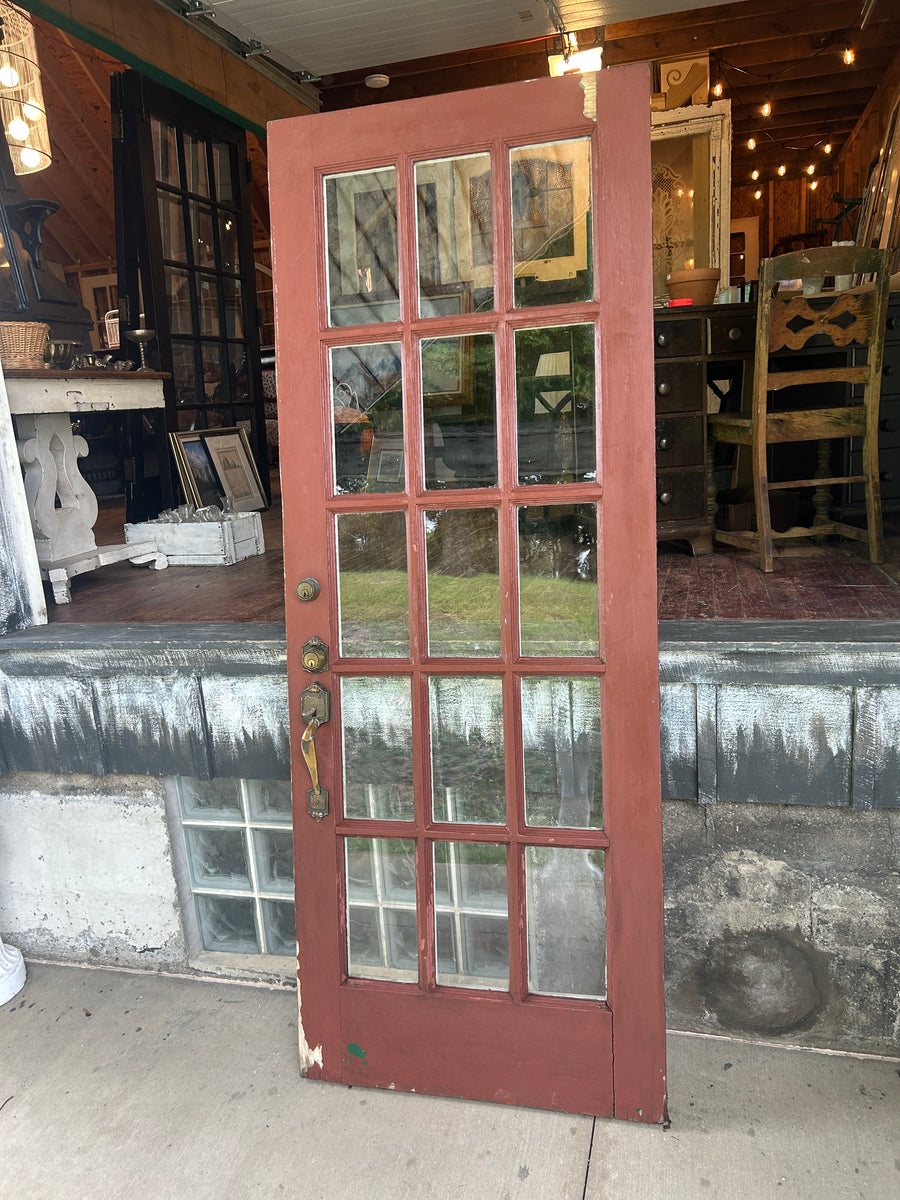 32” Antique 15-Lite Entry Door with Original Wavy Glass