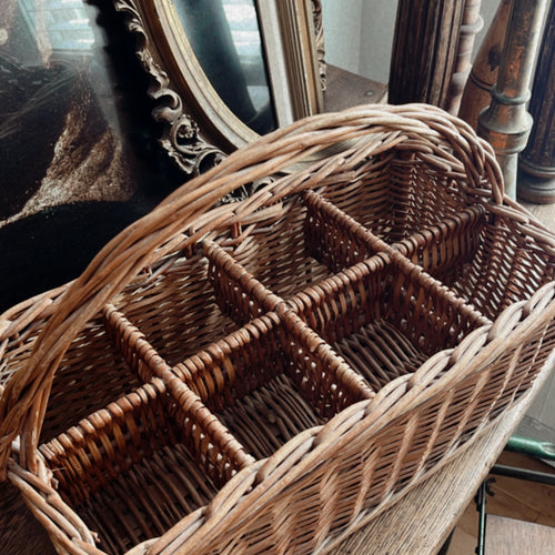Vintage Wicker Bottle Basket