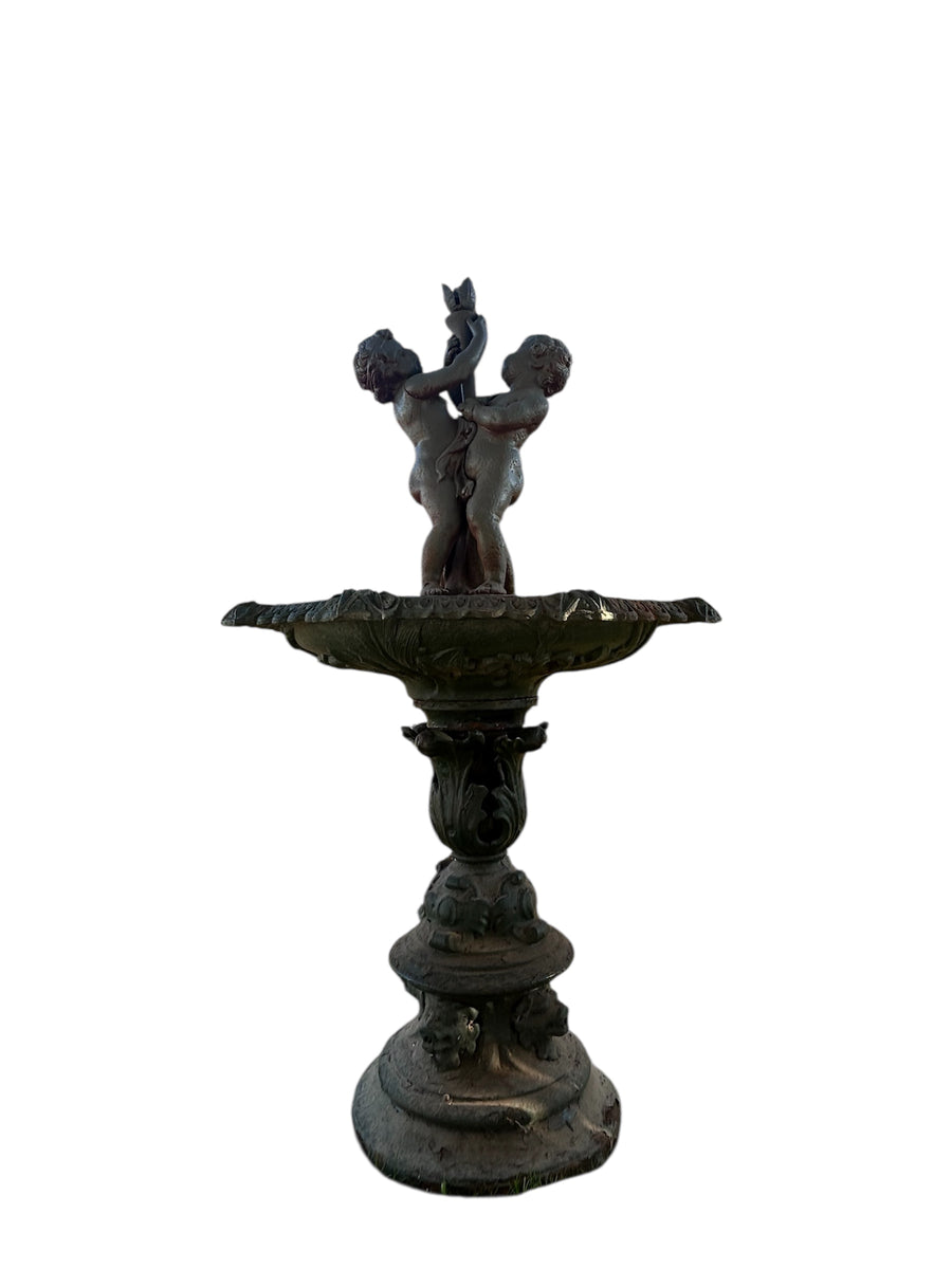 Antique Cast Iron Cherub Garden Fountain