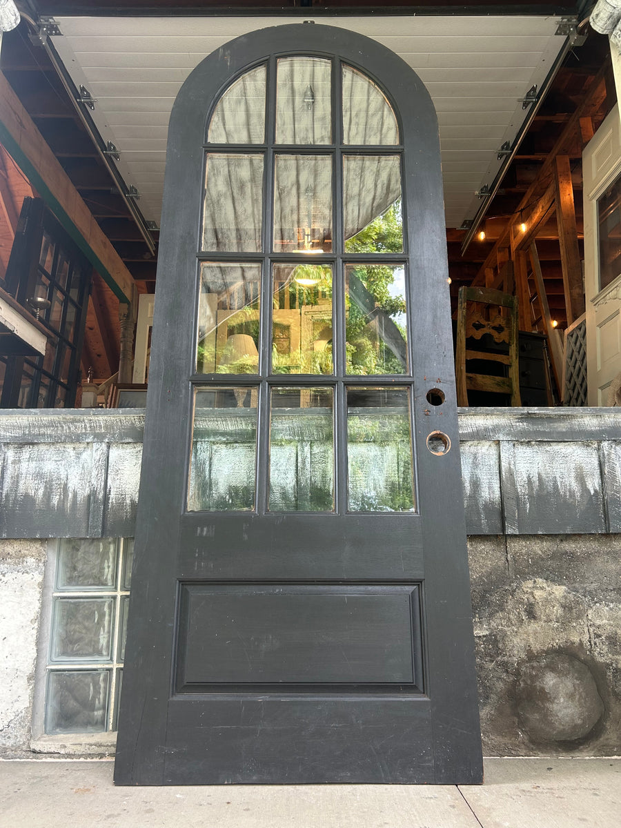 Antique Arched 12-Lite Wood Entry Door with Double Pane Glass