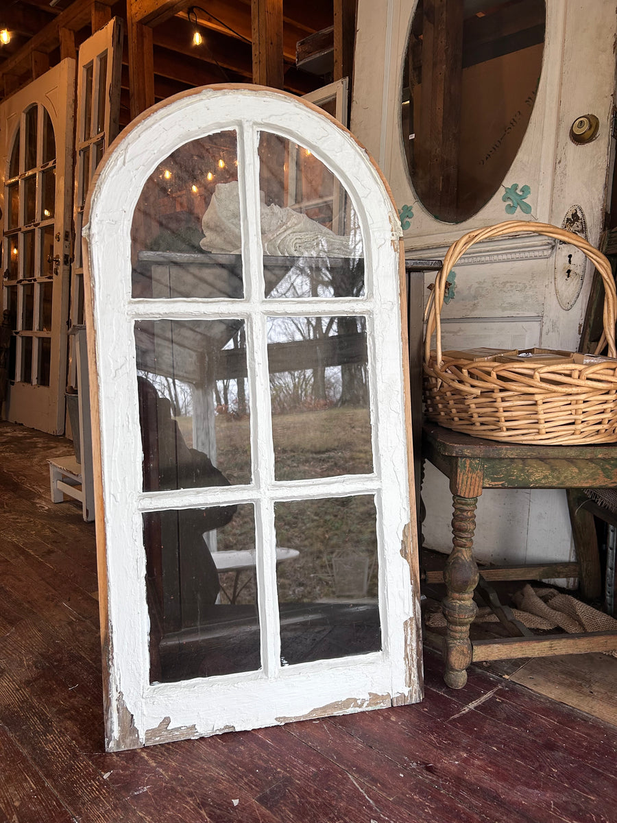 6 Lite Antique Arched Glass Window