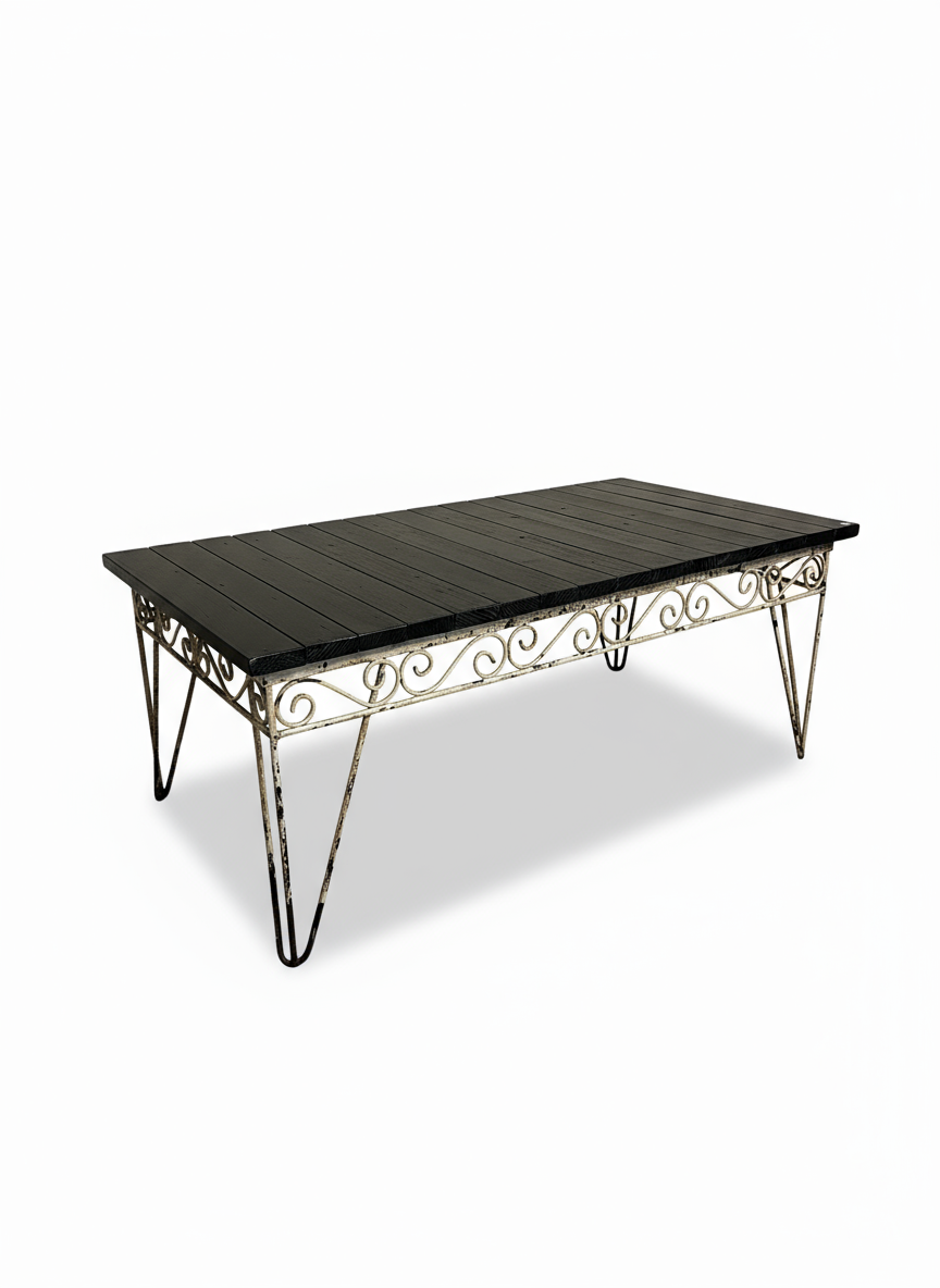 Rustic Table w/Hairpin Legs and Wooden Top