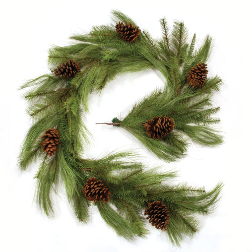 Woodland Mixed Pine Garland w/Pinecones, 6ft