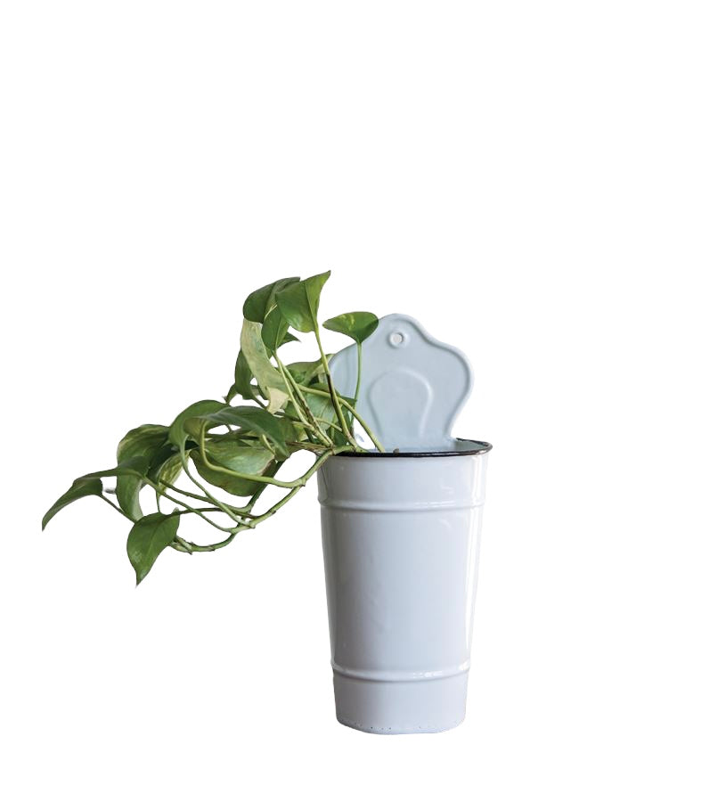 White Enamel Wall Vase