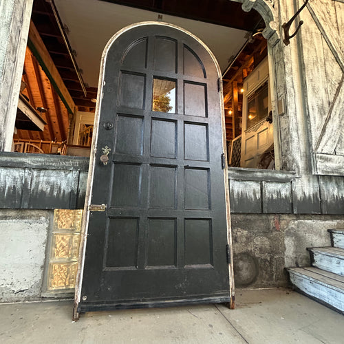 36” Antique Arched Door and Frame with Original Interior and Exterior Trim