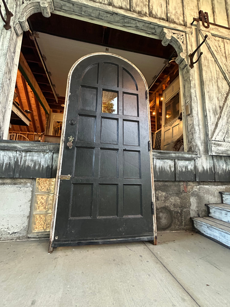 36” Antique Arched Door and Frame with Original Interior and Exterior Trim