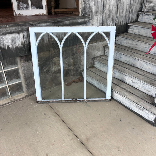 Antique Arched Glass Window w/Original Wavy Glass