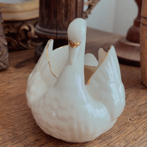 Vintage Ceramic White Swan Dish/Planter