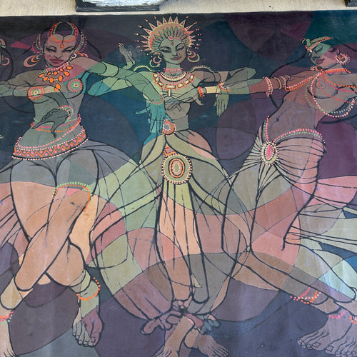 1961 Original Ray Smith Belly Dancer Mural – Massive 19-Foot Vintage Painting