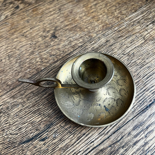 Vintage Brass Candlestick Holder w/Finger Loop