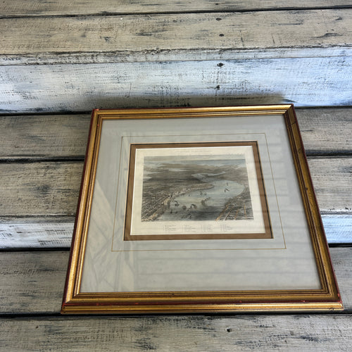Vintage Framed Historical New Orleans & Mississippi River Panoramic Print