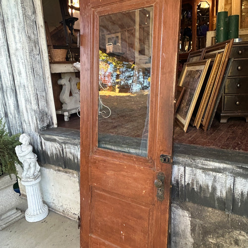 32” Antique Wood Entry Door with Original Wavy Glass and Hardware