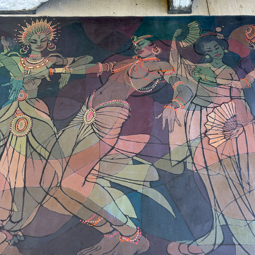 1961 Original Ray Smith Belly Dancer Mural – Massive 19-Foot Vintage Painting