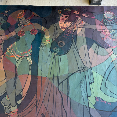 1961 Original Ray Smith Belly Dancer Mural – Massive 19-Foot Vintage Painting