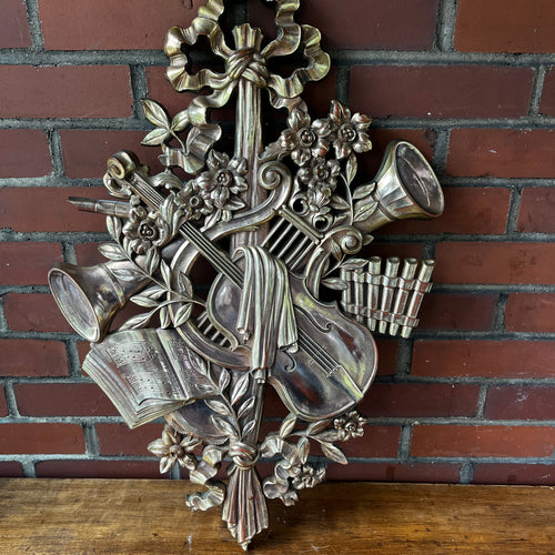 Vintage Mid Century Syracuse Ornamental Co Musical Bronze Wall Plaque
