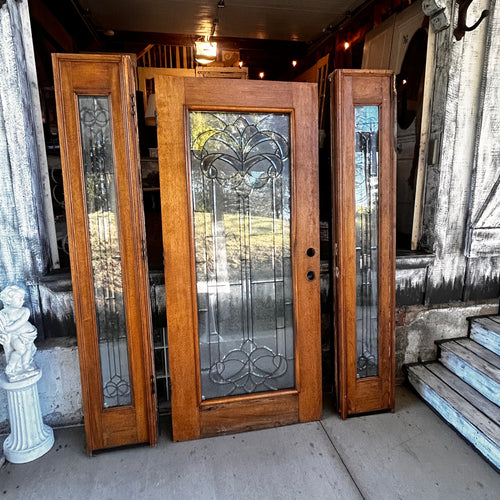 36” Leaded Glass Entry Door with Sidelights