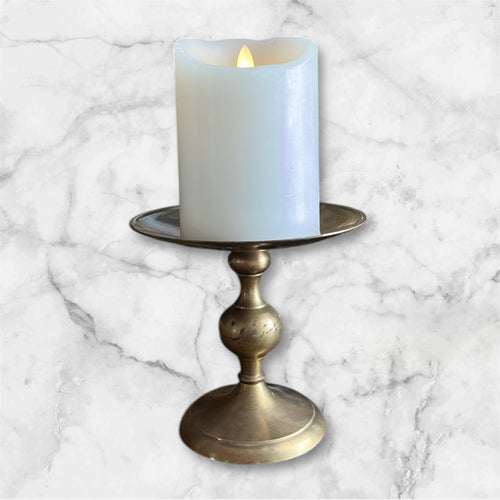 Vintage Brass Pillar Candle Holder