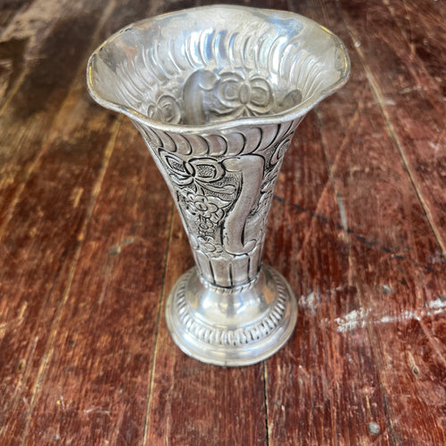 Vintage Silver Plated Fluted Vase