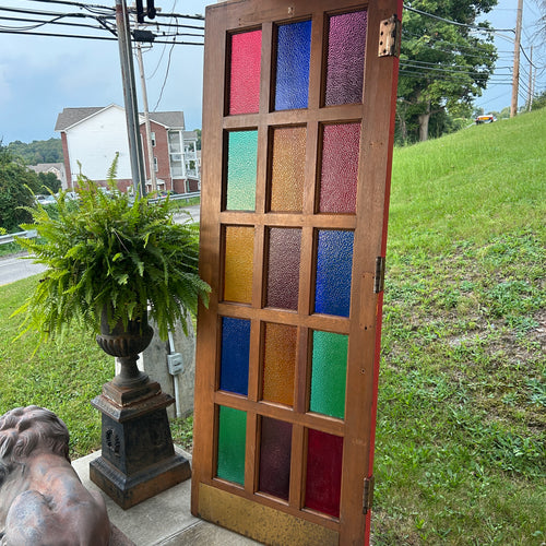 Antique Stained Glass 15 Lite Doors with Textured Figured Glass