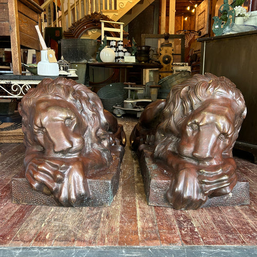 Cast Bronze Lying Lions