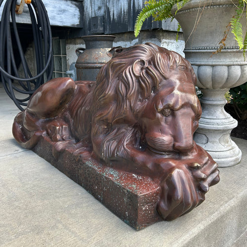 Cast Bronze Lying Lions