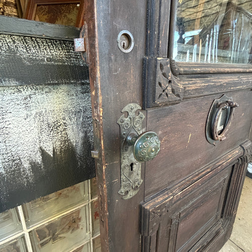 32” Antique Wood Entry Door with Original Wavy Glass and Hardware